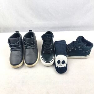 Set of 2 toddler boy hightops Maui black canvas scull & Perry Ellis Santa Cruze
